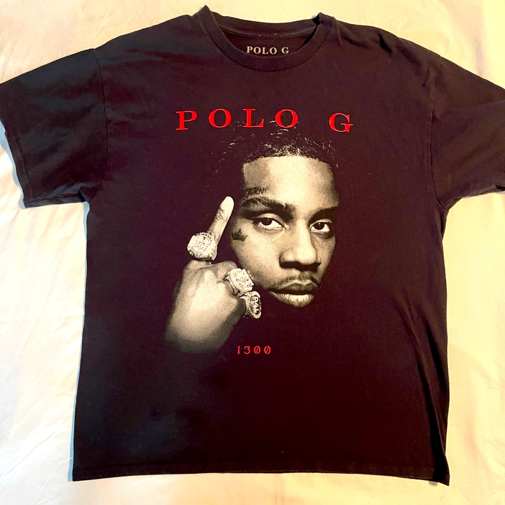 Official Polo G 1300 T-Shirt Men's Large Short Sleeve Black W Rappers Picture